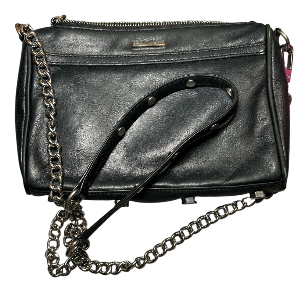 Rebecca Minkoff Black Leather Crossbody Bag with Chain Strap